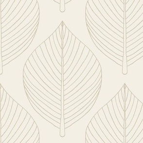 $ Skeleton leaves in Resene alabaster and half tea, large scale for wallpaper and bed linen - neutral colours of taupe and off white, for large scale soft furnishings and home decor such as curtains, table cloths, sheets and duvet covers 