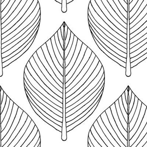 $ Black and white skeleton leaves, botanicals, stylised minimalist, clean and simple, jumbo scale for wallpaper, home decor, table linen and bed linen