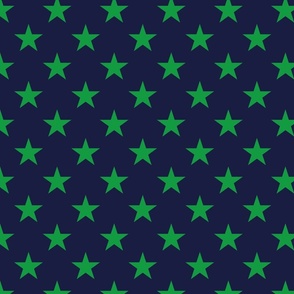 Kelly green stars on navy blue background