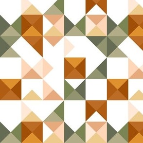 Geometric abstract triangles in sage and terracotta