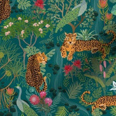 Small Untamed Cheetahs on teal