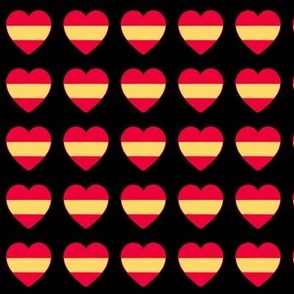 Simple Spanish flag hearts on black