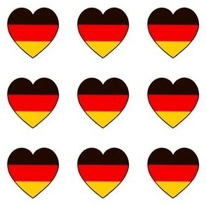 German flag hearts on white 