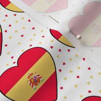 Spanish flag hearts and small hearts on white