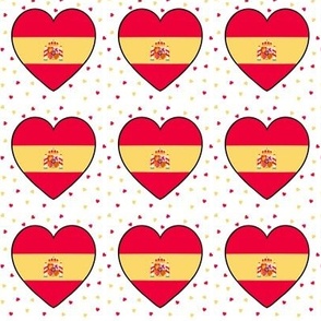 Spanish flag hearts and small hearts on white