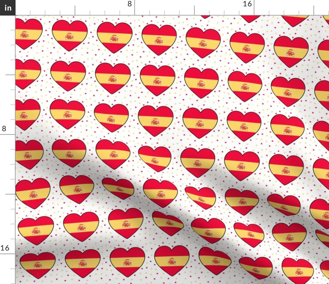 Spanish flag hearts and small hearts on white