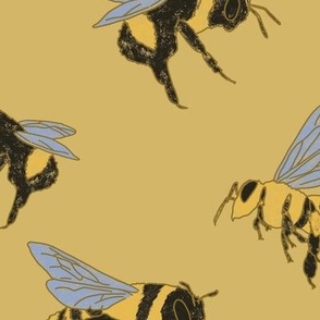 Bees LARGE 12x12 - honey yellow