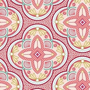 Red Circular Crosses Insects - coral - wallpaper