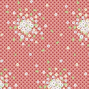 Minimalist Floral on Geometric Background - coral - large scale