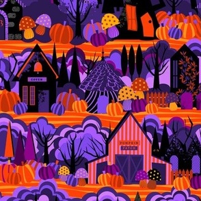 Witchy witch pumpkin patch village -Halloween - med - by Nashifruitdesigns