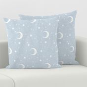 Moon and star linen on baby blue, light blue, newborn boy