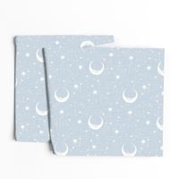 Moon and star linen on baby blue, light blue, newborn boy