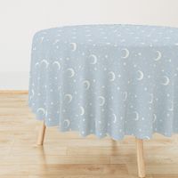 Moon and star linen on baby blue, light blue, newborn boy