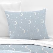 Moon and star linen on baby blue, light blue, newborn boy