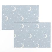 Moon and star linen on baby blue, light blue, newborn boy