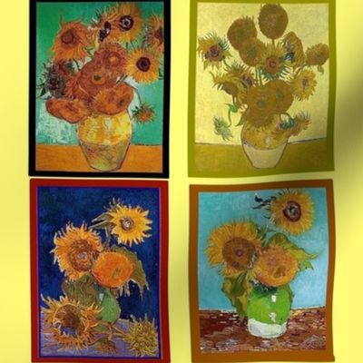 van-gogh, sunflowers on yellow