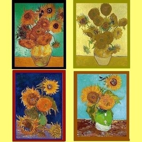 van-gogh, sunflowers on yellow