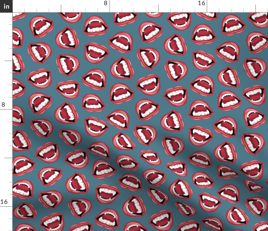 Vampire Teeth - Vampire Lips - vintage blue - LAD22