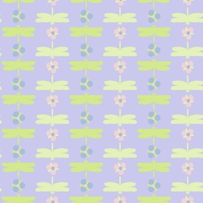 Dragonfly polka dots Honeydew on Lilac (Thistle Be collection)