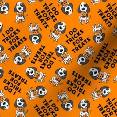 (small scale) I do tricks for treats - dog halloween - tossed - orange - LAD22