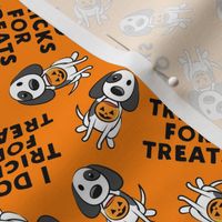 (small scale) I do tricks for treats - dog halloween - tossed - orange - LAD22