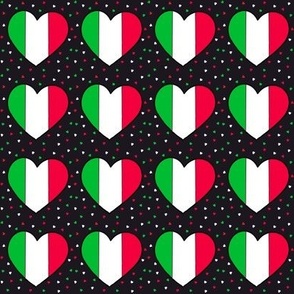 Italian flag hearts with small hearts on black