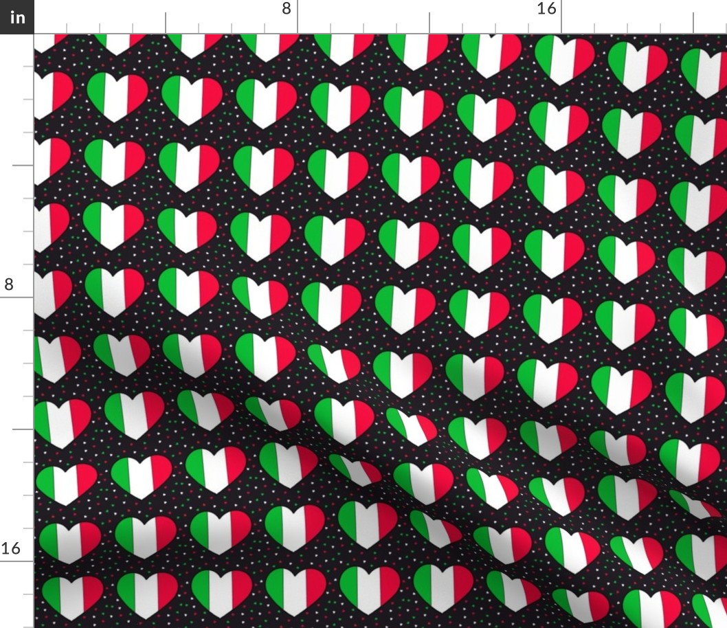 Italian flag hearts with small hearts on black