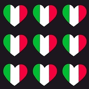 Italian flag hearts on black 