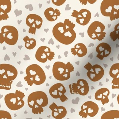skulls and hearts - Halloween skulls - golden - LAD22 