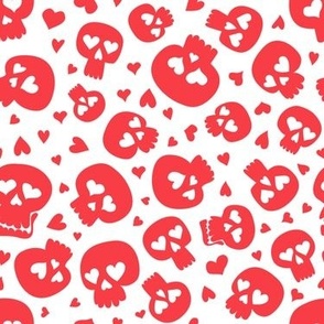 skulls and hearts - Valentine's Day skulls - red - LAD22