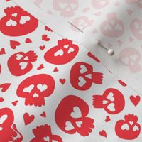 (small scale) skulls and hearts - Valentine's Day skulls - red - LAD22