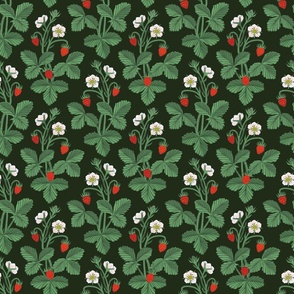 Enchanting wild strawberry field seamless pattern