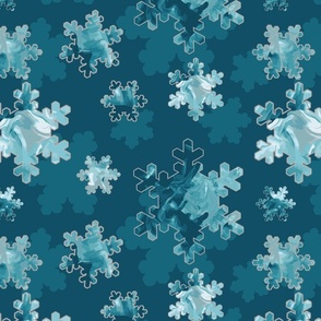 Painted Teal Snowflakes