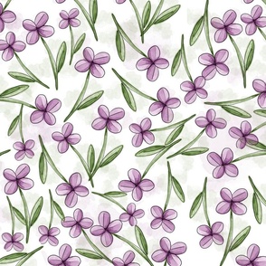 Watercolor Floral Pattern - Violets