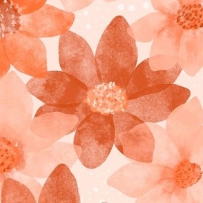 Peach Floral Fabric, Wallpaper and Home Decor | Spoonflower