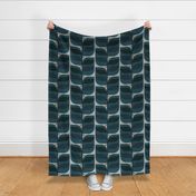 mid century tropical leaves dark teal/light ground-large scale