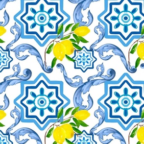 Mosaic,Portuguese tiles,lemons 