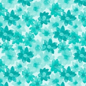 Teal Monotone Floral (Small)