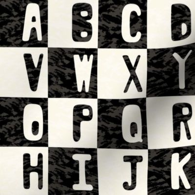 Checkered Alphabet - Black, Cream