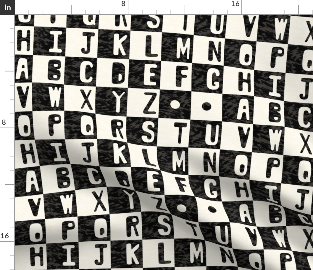 Checkered Alphabet - Black, Cream