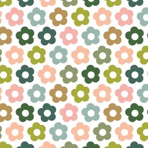 Fricassee* (Custom Half-Scale Midcentury Colors on White) || scandi floral in midcentury colors