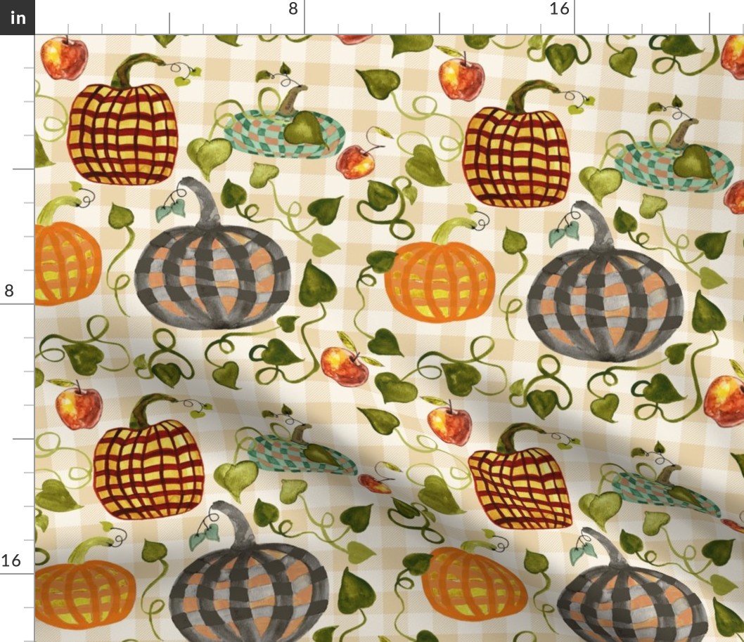 Autumn Pumpkin Plaids On Cheerful Checks