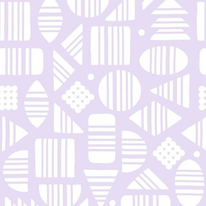 Kidult White Abstract Striped Geometrics Blocks on Mauve Lilac Purple by Angel Gerardo
