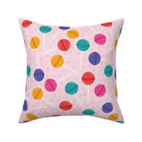 Large Colorful Lollipop Candy Polka Dots Pink, Teal, Yellow, Purple