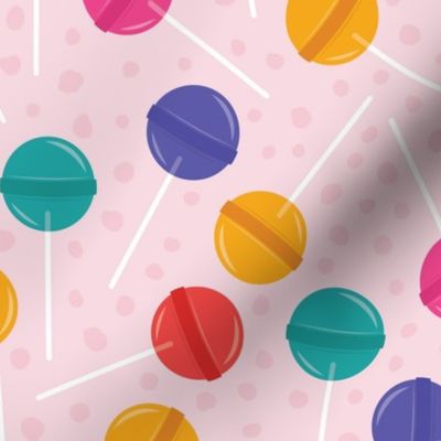 Large Colorful Lollipop Candy Polka Dots Pink, Teal, Yellow, Purple