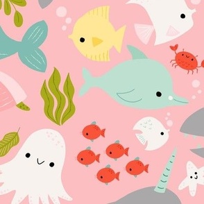 Under the Sea Big Fish on Pink