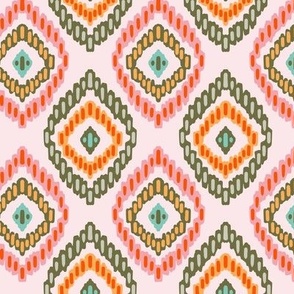 Diamond Ikat - Pink and khaki