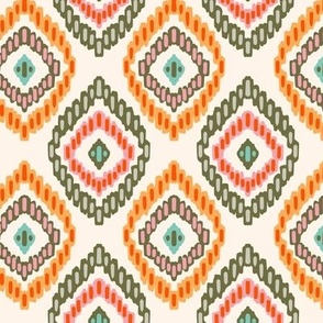 Diamond ikat - Khaki and Orange