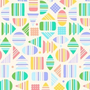 Kidult Cheerful Striped Geometrics Blocks on Cream by Angel Gerardo - Small Scale