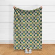 portuguese tiles or cheater quilt petrol 12inch